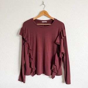 Wasabi + Mint Size Large Ruffle Long Sleeve Blouse